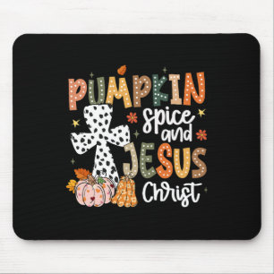 Tapis De Souris Citrouille Spice Et Jésus-Christ Tomber Foi Action