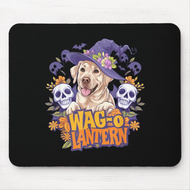 Tapis De Souris Citrouille-Wag-O-Lantern Halloween Retriever doré  (Devant)