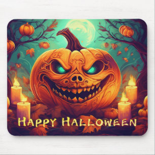 Tapis De Souris Citrouilles aux Yeux Sarcelles Bougies Pleine Lune