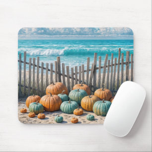 Tapis De Souris Citrouilles d'automne sur une plage