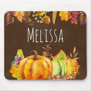 Tapis De Souris Citrouilles de récolte et feuilles d'automne front
