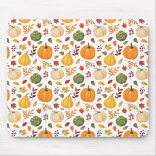 Tapis De Souris Citrouilles de récolte et Motif de feuilles d'auto