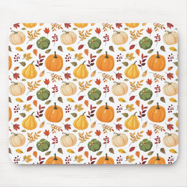 Tapis De Souris Citrouilles de récolte et Motif de feuilles d'auto (Devant)
