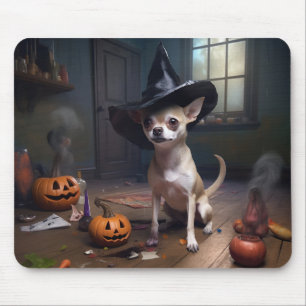 Tapis De Souris Citrouilles d'Halloween effrayantes de Chihuahua