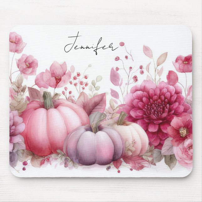 Tapis De Souris Citrouilles et fleurs d'automne (Devant)