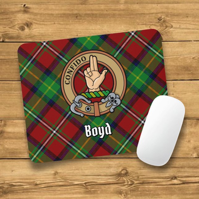 Tapis De Souris Clan Boyd Crest sur Tartan (Créateur téléchargé)