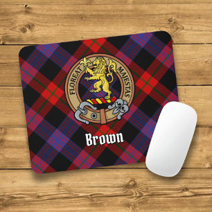 Tapis De Souris Clan Brown Crest sur Tartan