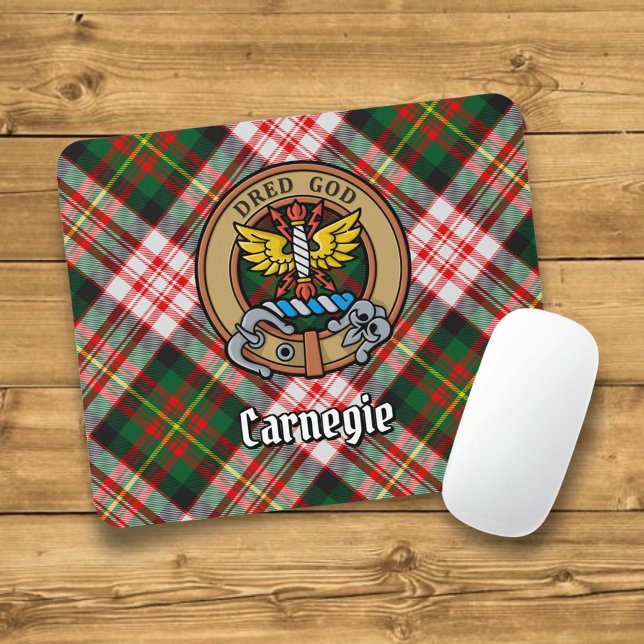 Tapis De Souris Clan Carnegie Crest sur la robe Tartan (Créateur téléchargé)