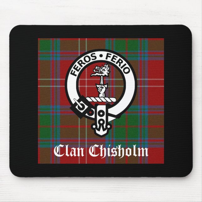 Tapis De Souris Clan Chisholm Tartan & Crest Badge (Devant)