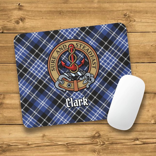 Tapis De Souris Clan Clark Crest sur Tartan (Créateur téléchargé)