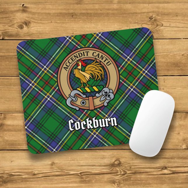 Tapis De Souris Clan Cockburn Crest sur Tartan (Créateur téléchargé)