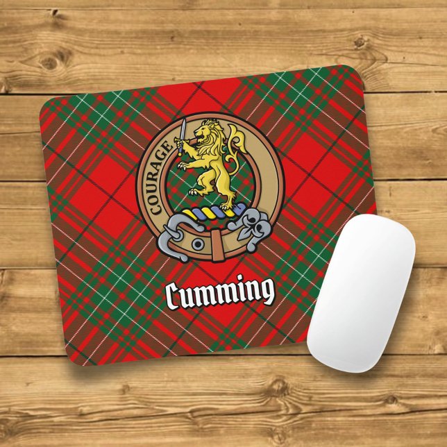 Tapis De Souris Clan Cumming Crest sur Tartan (Créateur téléchargé)