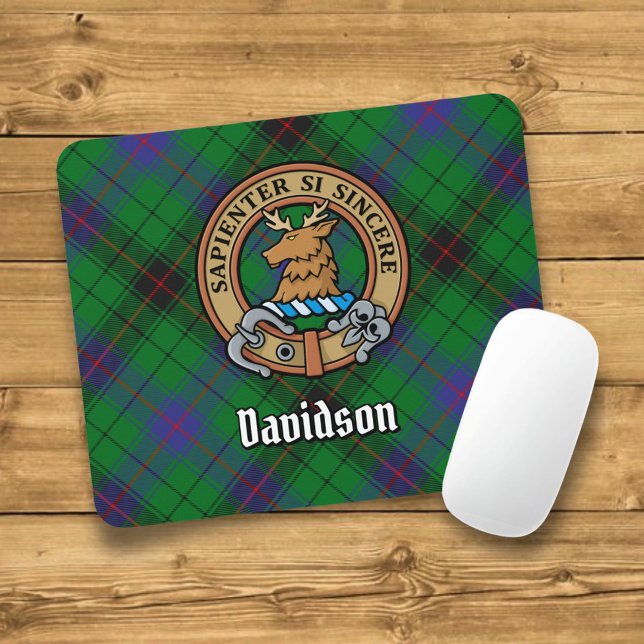Tapis De Souris Clan Davidson Crest sur Tartan (Créateur téléchargé)