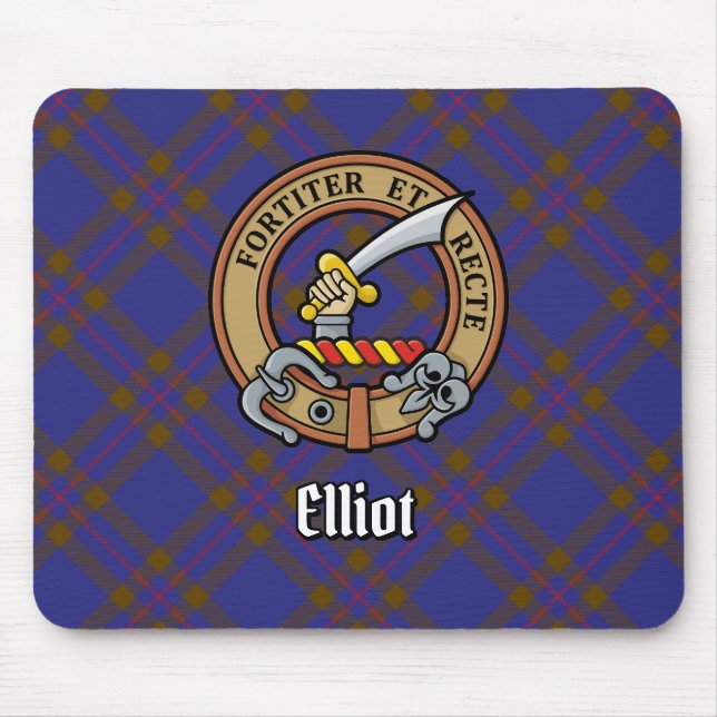 Tapis De Souris Clan Elliot Crest sur Tartan moderne (Devant)