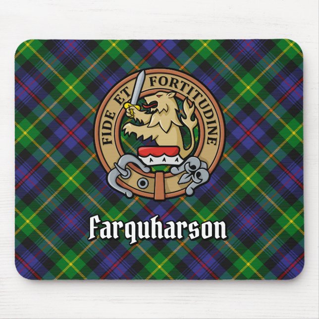 Tapis De Souris Clan Farquharson Crest sur Tartan (Devant)