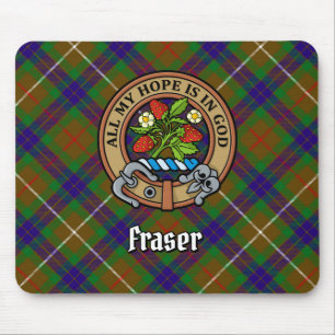 Tapis De Souris Clan Fraser Crest sur la chasse Tartan