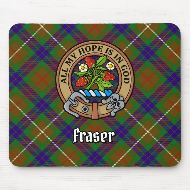 Tapis De Souris Clan Fraser Crest sur la chasse Tartan (Devant)