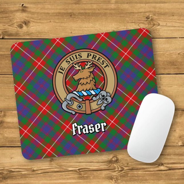 Tapis De Souris Clan Fraser de Lovat Crest sur Tartan (Créateur téléchargé)