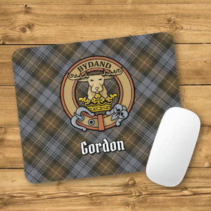 Tapis De Souris Clan Gordon Crest sur Tartan Patiné