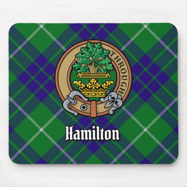 Tapis De Souris Clan Hamilton Crest sur la chasse Tartan (Devant)
