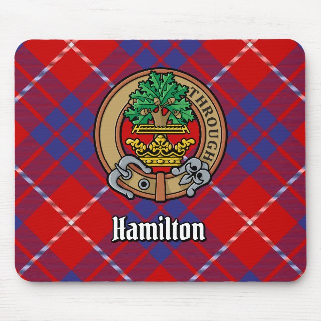 Tapis De Souris Clan Hamilton Crest sur Red Tartan (Devant)
