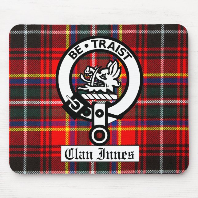 Tapis De Souris Clan Innes Crest Badge et Tartan (Devant)