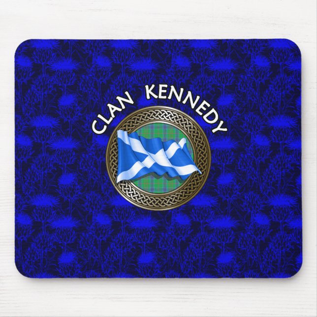 Tapis De Souris Clan Kennedy Tartan Knot & Drapeau (Devant)