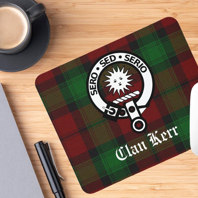 Tapis De Souris Clan Kerr Crest Badge Tartan (Créateur téléchargé)