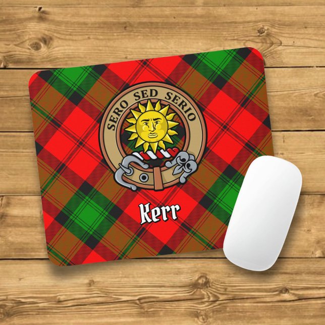 Tapis De Souris Clan Kerr Crest sur Tartan (Créateur téléchargé)