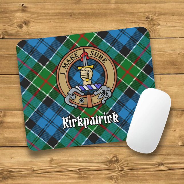 Tapis De Souris Clan Kirkpatrick Crest sur Tartan (Créateur téléchargé)