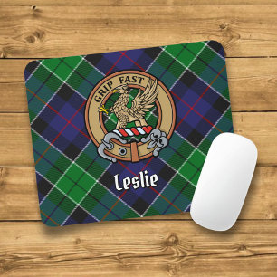 Tapis De Souris Clan Leslie Crest sur la chasse Tartan