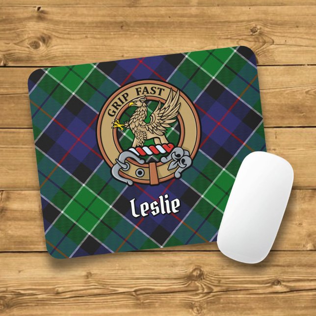 Tapis De Souris Clan Leslie Crest sur la chasse Tartan (Créateur téléchargé)