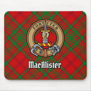 Tapis De Souris Clan MacAlister de Glenbarr Crest sur Tartan