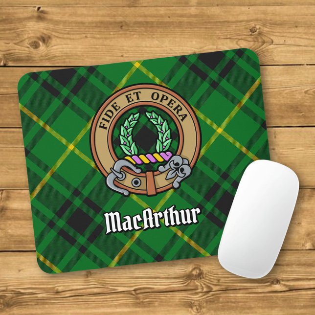 Tapis De Souris Clan MacArthur Crest sur Tartan (Créateur téléchargé)