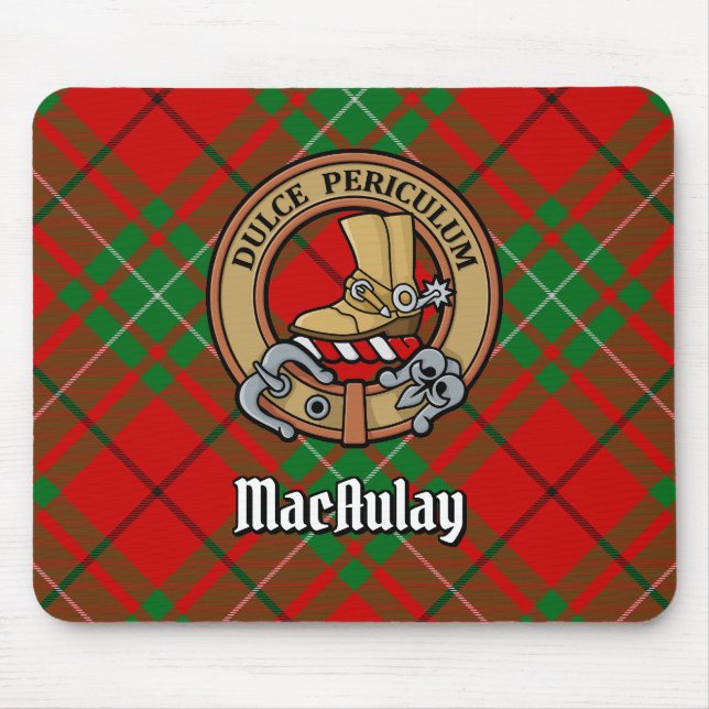 Tapis De Souris Clan MacAulay Crest sur Tartan (Devant)