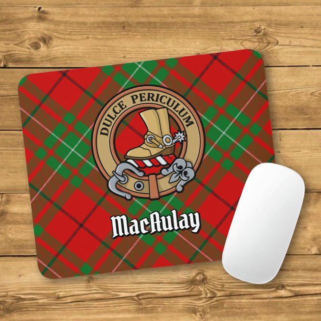 Tapis De Souris Clan MacAulay Crest sur Tartan (Créateur téléchargé)