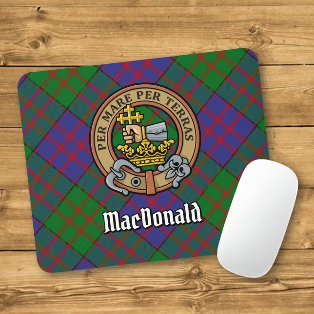 Tapis De Souris Clan MacDonald Crest sur Tartan (Créateur téléchargé)