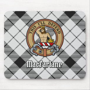 Tapis De Souris Clan MacFarlane Crest sur tarte noir et blanc
