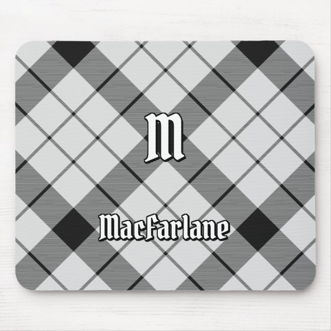 Tapis De Souris Clan MacFarlane Tartan noir et blanc (Devant)