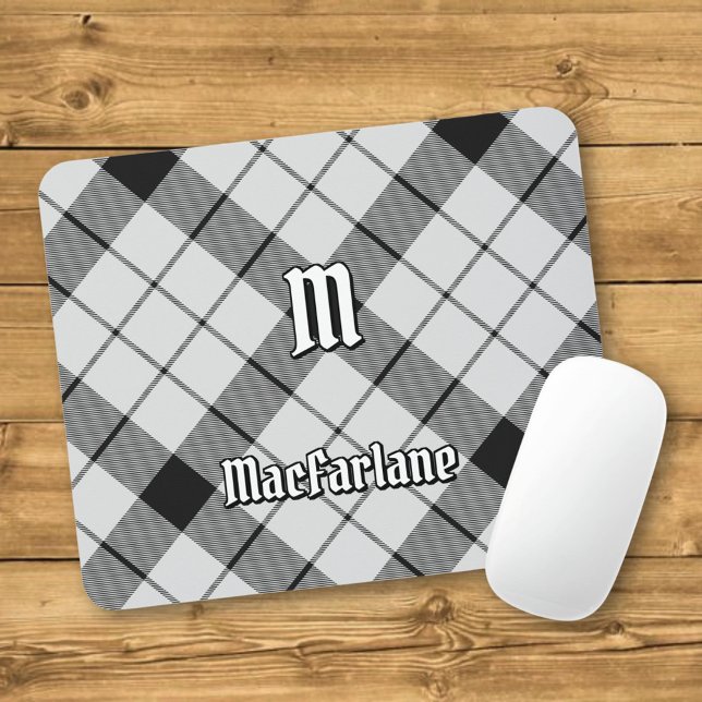 Tapis De Souris Clan MacFarlane Tartan noir et blanc (Créateur téléchargé)