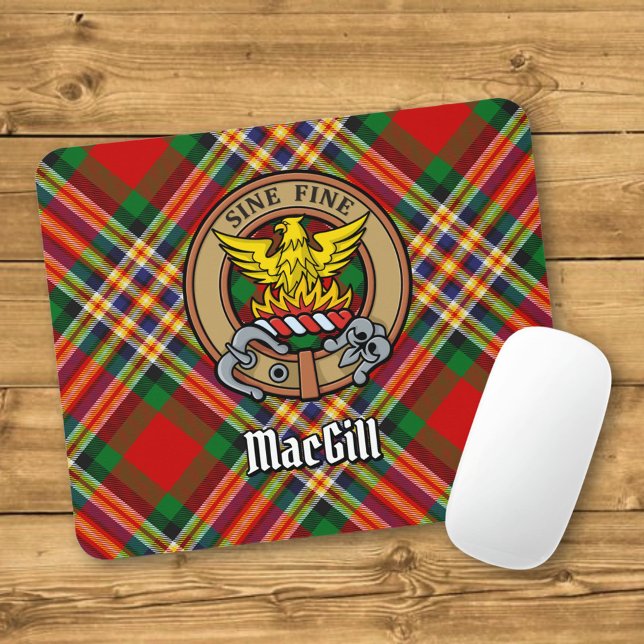Tapis De Souris Clan MacGill Crest sur Tartan (Créateur téléchargé)