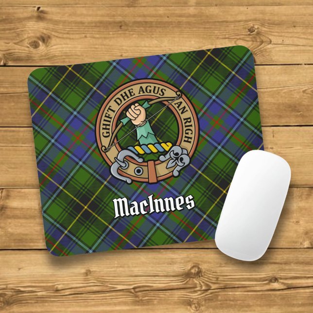 Tapis De Souris Clan MacInnes Crest sur Tartan (Créateur téléchargé)