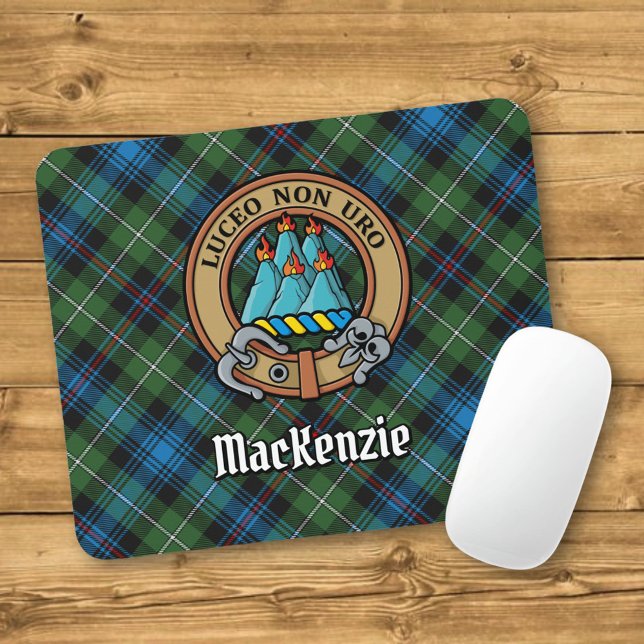 Tapis De Souris Clan MacKenzie Crest sur Tartan (Créateur téléchargé)
