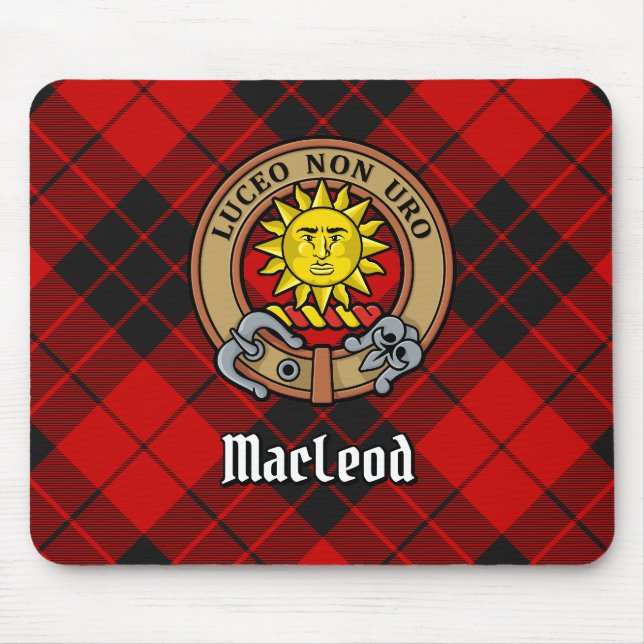 Tapis De Souris Clan MacLeod de Raasay Crest sur Tartan (Devant)