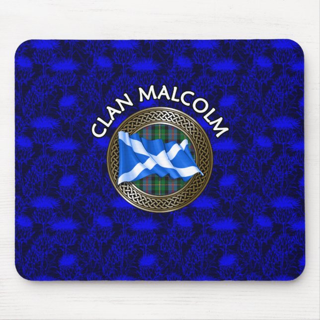Tapis De Souris Clan Malcolm Tartan Knot & Drapeau (Devant)