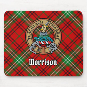 Tapis De Souris Clan Morrison Crest sur Red Tartan