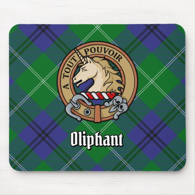 Tapis De Souris Clan Oliphant Crest sur Tartan (Devant)