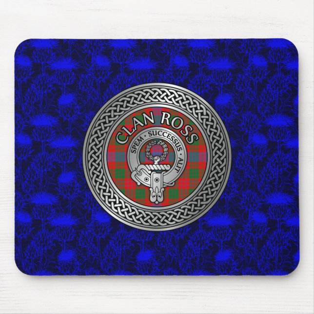 Tapis De Souris Clan Ross Crest & Tartan Knot (Devant)