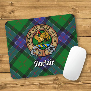 Tapis De Souris Clan Sinclair Crest sur la chasse Tartan