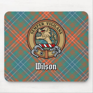 Tapis De Souris Clan Wilson Crest au-dessus de Tartan antique
